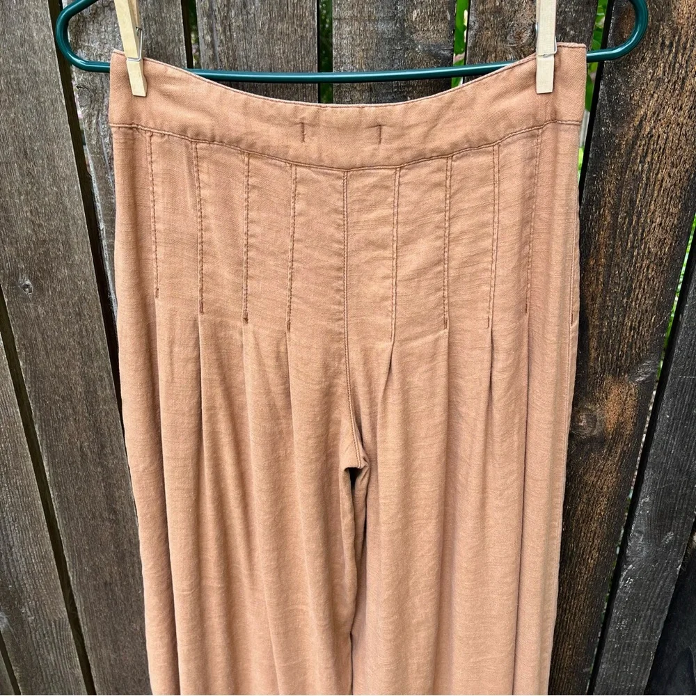 Free People Linen Blend High Waisted Pleated Wide Leg Pants Sz 2 - Picture 7 of 13